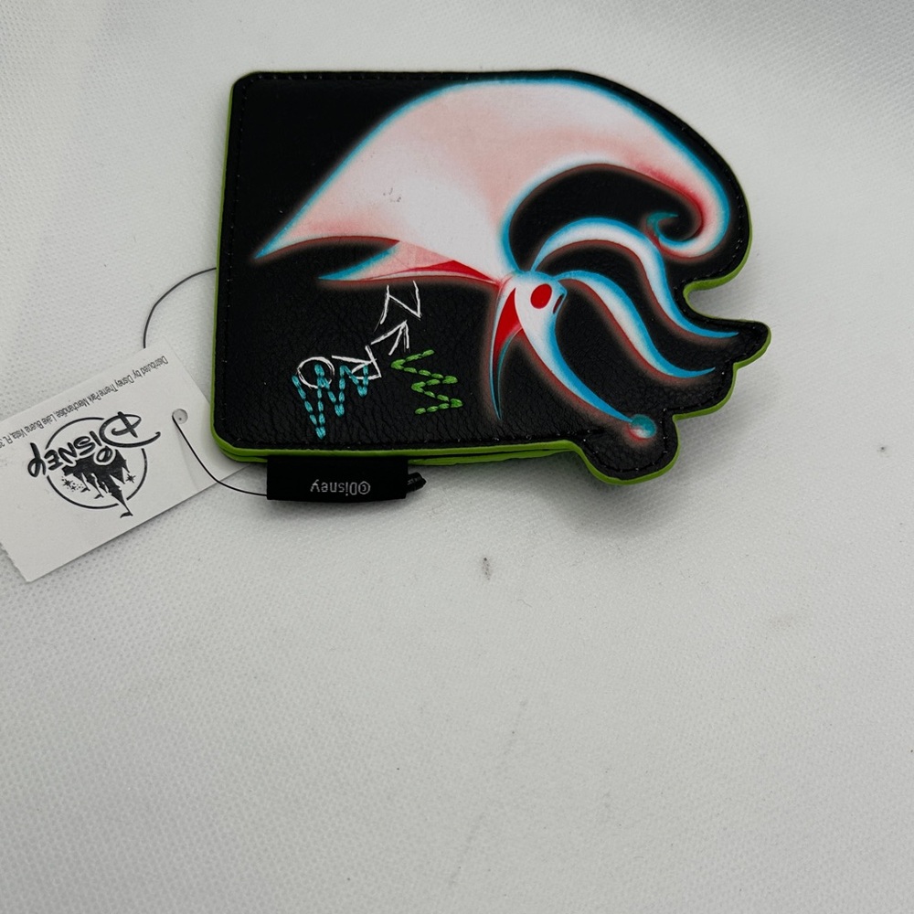 Disney Zero NBC Black and Green Card Holder with Stitching Detail